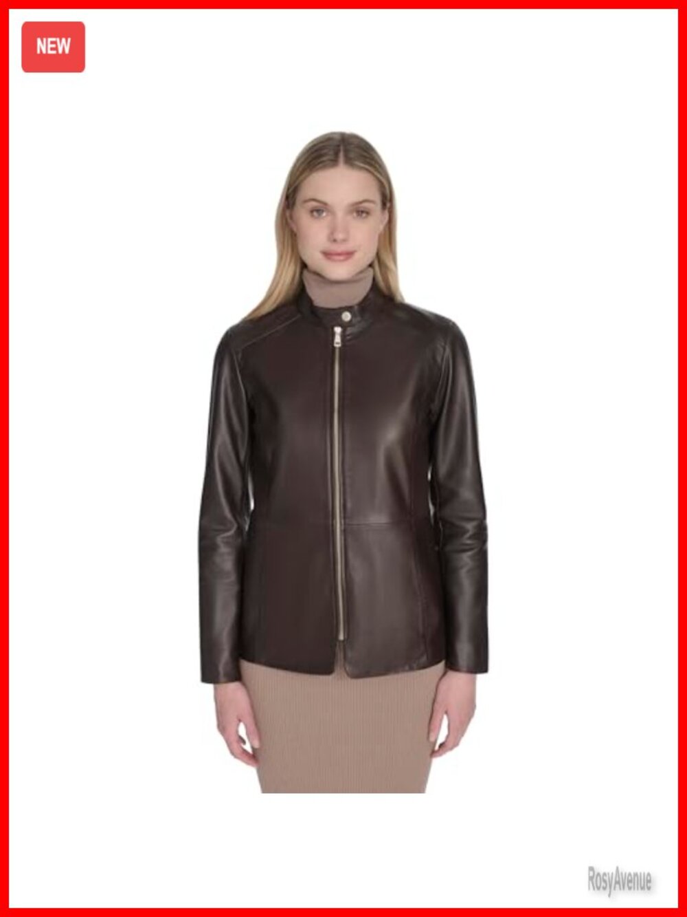 Leather Hand Stitched Classic Overcoat Long Sleeve Cold Weather